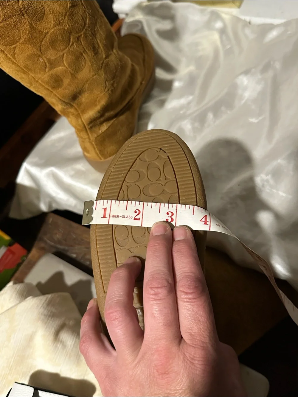 EUC Coach Suede Sherpa Lined Boots in Camel